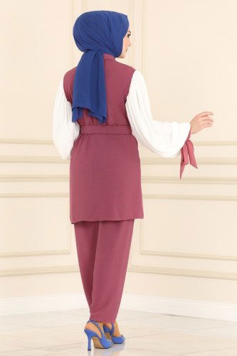 moda selvim Combine 395ASM762 Dark Dried Rose&Ecru - Thumbnail