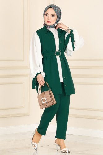 moda selvim 395ASM762 الزيتي طقم - Thumbnail