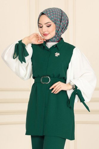 moda selvim 395ASM762 الزيتي طقم - Thumbnail