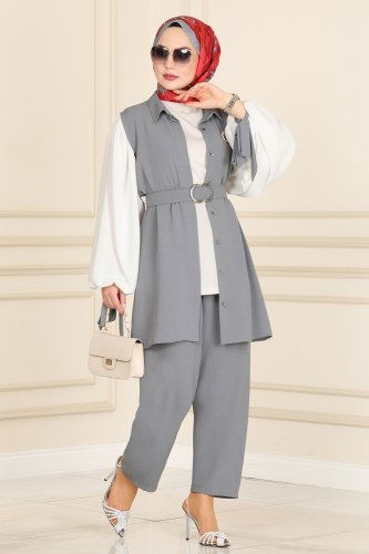 moda selvim 395ASM762 الفضي طقم - Thumbnail