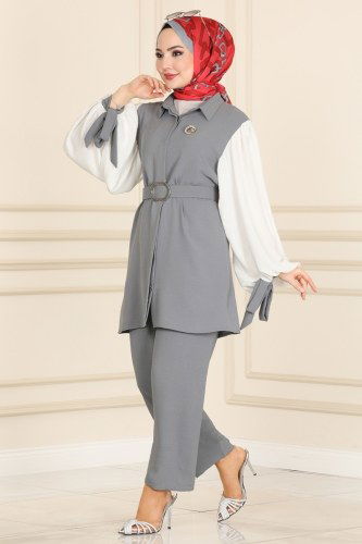 moda selvim 395ASM762 الفضي طقم - Thumbnail
