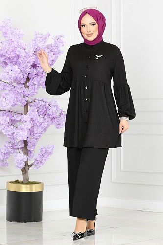 moda selvim 4005YNS793 اسود طقم - Thumbnail