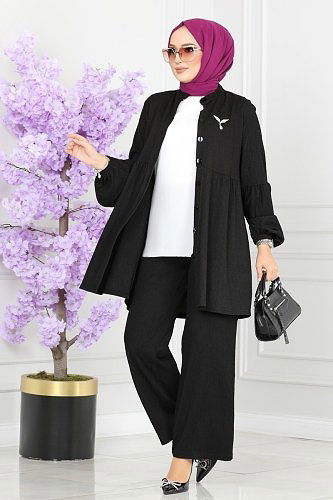 moda selvim 4005YNS793 اسود طقم - Thumbnail