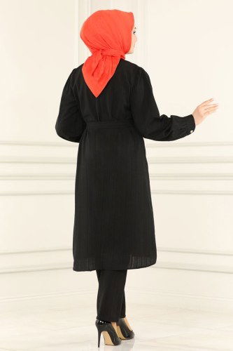moda selvim 4012RMZ787 اسود طقم - Thumbnail