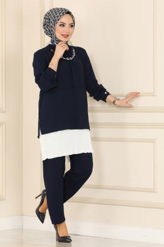 moda selvim 407ASM762 كحلي طقم - Thumbnail