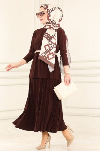 moda selvim 4125AF356 البني طقم - Thumbnail