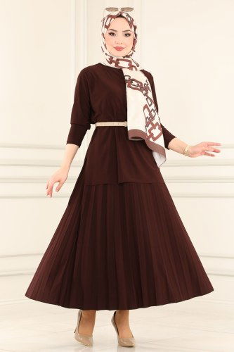 moda selvim 4125AF356 البني طقم - Thumbnail