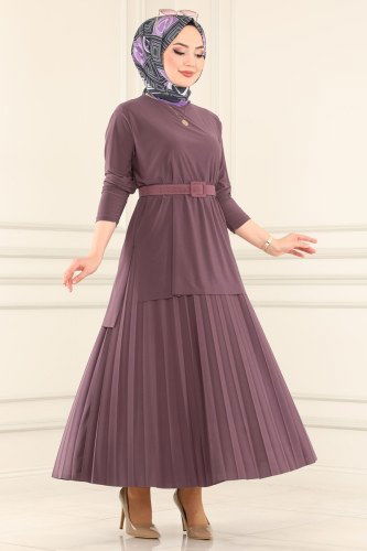 moda selvim 4125AF356 ليلكي غامق طقم - Thumbnail