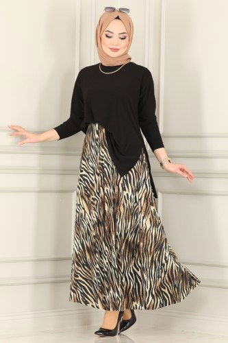 moda selvim 4137AF356 اسود طقم - Thumbnail