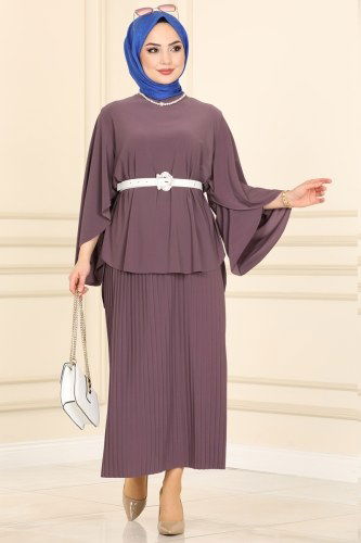 moda selvim 4176AF356 ارجواني فاتح طقم - Thumbnail