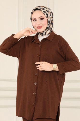 moda selvim 4177AF356 البني طقم - Thumbnail
