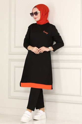 moda selvim Combine 4444ASY563 Black&Orange - Thumbnail