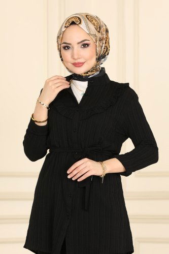 moda selvim 5159NWF762 اسود طقم - Thumbnail