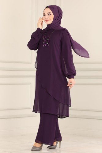 moda selvim 5401AB368 ارجواني طقم - Thumbnail