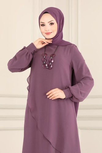 moda selvim 5401AB368 ارجواني فاتح طقم - Thumbnail