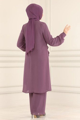 moda selvim 5401AB368 ارجواني فاتح طقم - Thumbnail