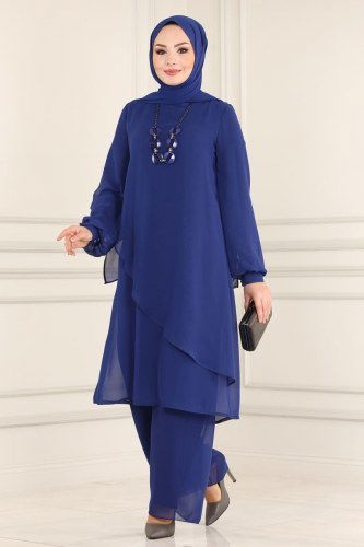moda selvim 5401AB368 ازرق طقم - Thumbnail