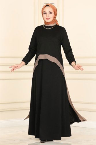 moda selvim 5441AB368 لون أسود مع فيزيون طقم - Thumbnail