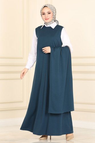 moda selvim 5441AB368 ياقوتي&البيج طقم - Thumbnail