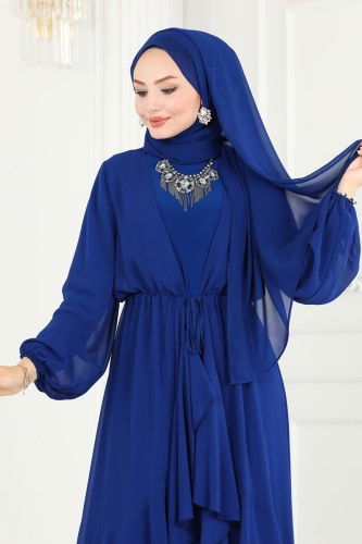 moda selvim 5483AB368 ازرق طقم - Thumbnail