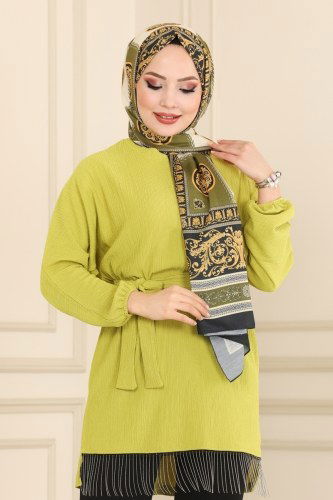 moda selvim 5565AYD574 أسود و فسفوري طقم - Thumbnail