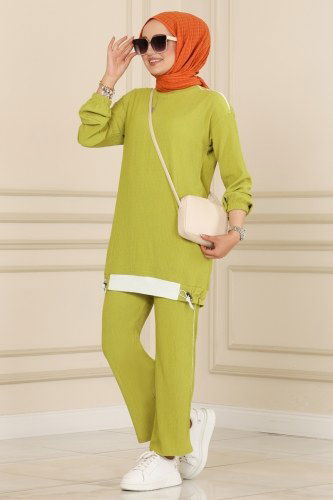 moda selvim 5667AYD574 لون زيتوني طقم - Thumbnail