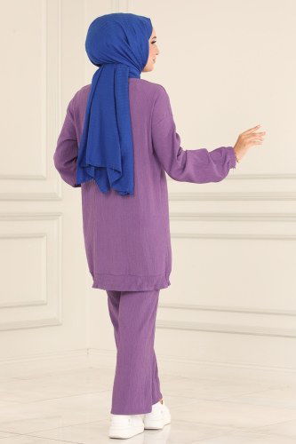 moda selvim 5667AYD574 ارجواني فاتح طقم - Thumbnail