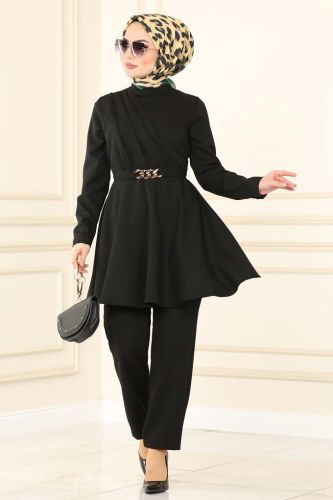 moda selvim 5860BSK463 اسود طقم - Thumbnail