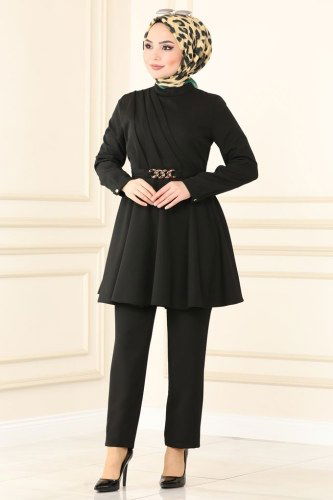 moda selvim 5860BSK463 اسود طقم - Thumbnail