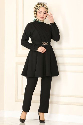 moda selvim 5860BSK463 اسود طقم - Thumbnail