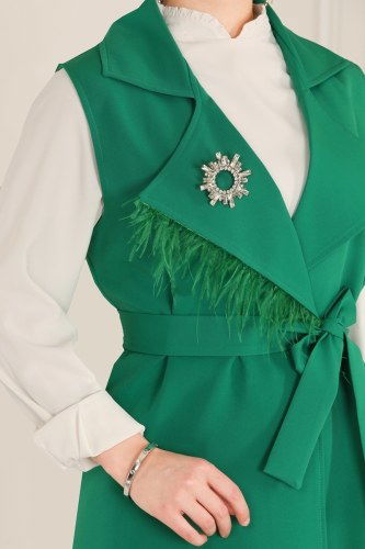moda selvim 5916BSK463 اللون الأخضر طقم - Thumbnail