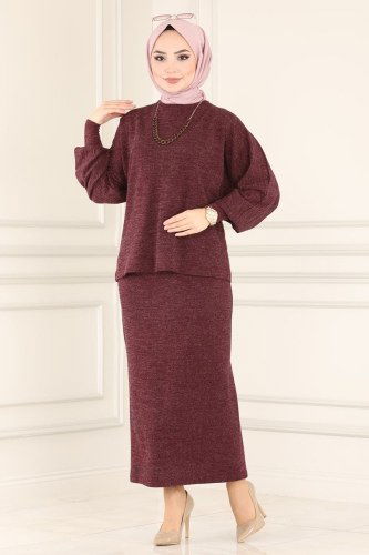 moda selvim 6012MRT754 الخمري طقم - Thumbnail