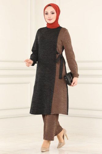 moda selvim 6013MRT754 لون أسود مع فيزيون طقم - Thumbnail