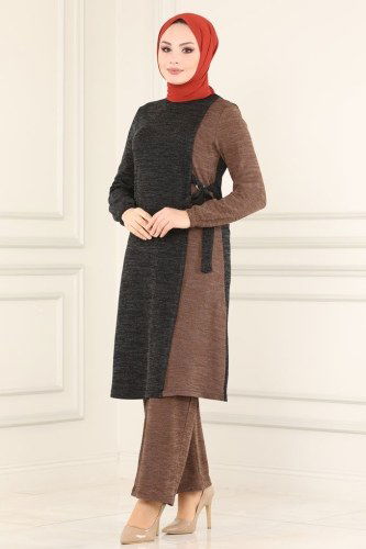 moda selvim 6013MRT754 لون أسود مع فيزيون طقم - Thumbnail