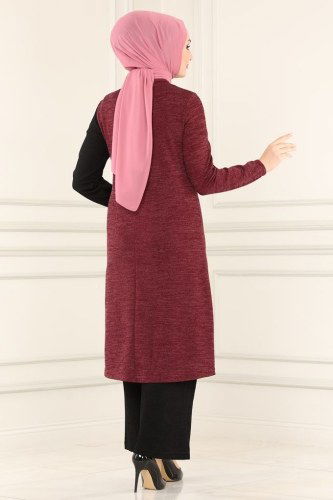 moda selvim Combine 6013MRT754 Claret Red&Black - Thumbnail