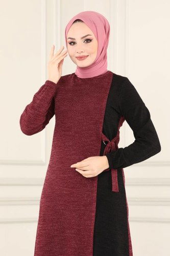 moda selvim Combine 6013MRT754 Claret Red&Black - Thumbnail