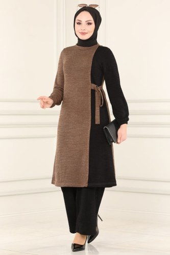 moda selvim 6013MRT754 لون فيزيون مع أسود طقم - Thumbnail