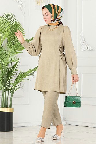 moda selvim 6104BSK463 قمحي طقم - Thumbnail