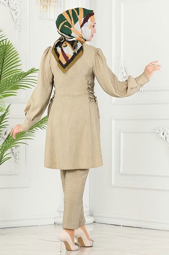 moda selvim 6104BSK463 قمحي طقم - Thumbnail