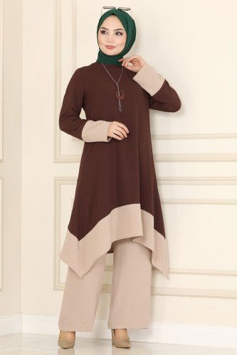 moda selvim 6538S324 براون والرؤية طقم - Thumbnail