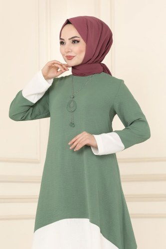 moda selvim 6538S324 تركوازي&السكري طقم - Thumbnail