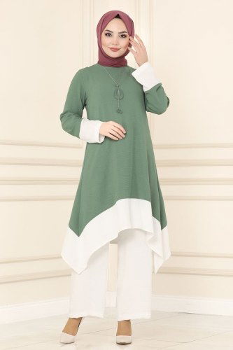 moda selvim 6538S324 تركوازي&السكري طقم - Thumbnail