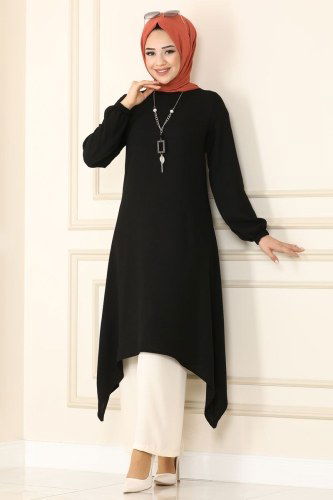 moda selvim 6795S324 اسود وكريمي طقم - Thumbnail