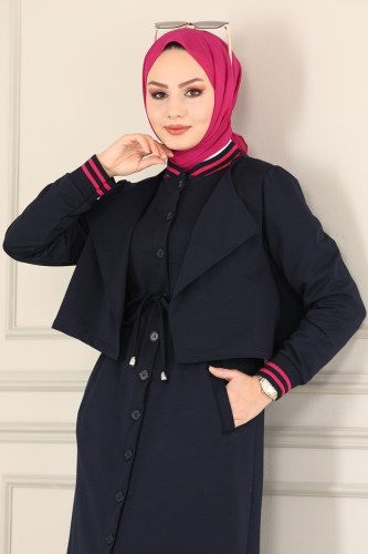 moda selvim 7040NZR779 كحلي طقم - Thumbnail
