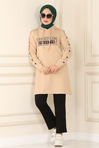 moda selvim Combine 7043NZR779 Beige&Black - Thumbnail