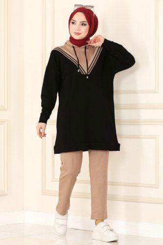 moda selvim 7052NZR779 لون أسود مع فيزيون طقم - Thumbnail