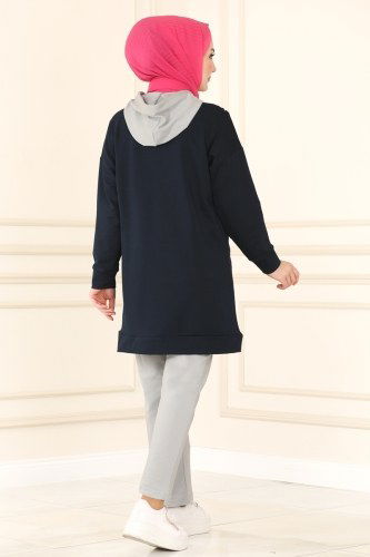 moda selvim Combine 7052NZR779 Navy Blue&Gray - Thumbnail