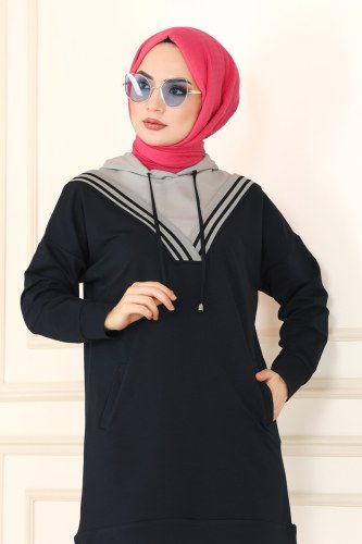 moda selvim 7052NZR779 كحلي&الفضي طقم - Thumbnail