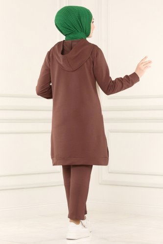 moda selvim 7054NZR779 البني طقم - Thumbnail