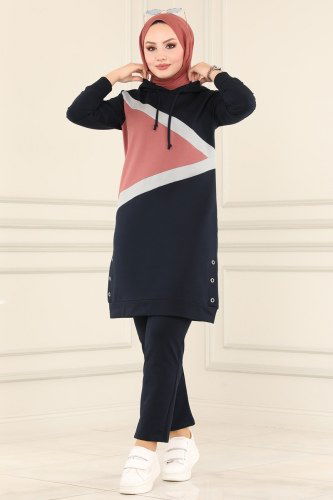 moda selvim 7054NZR779 كحلي طقم - Thumbnail